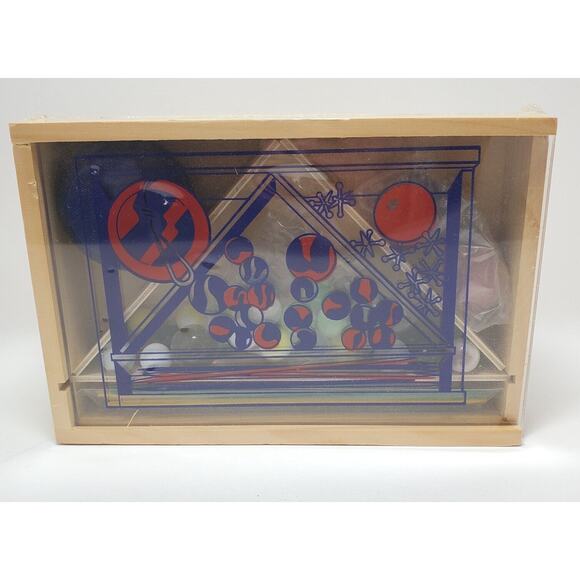 Vintage Games Jacks Pick Up Sticks YoYo Marbles Great American Marble Wood Box - Picture 2 of 3